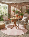 Desert Nomad Terrace Collection Area Rug - Sahara (Pink) Round Pink  lifestyle 39