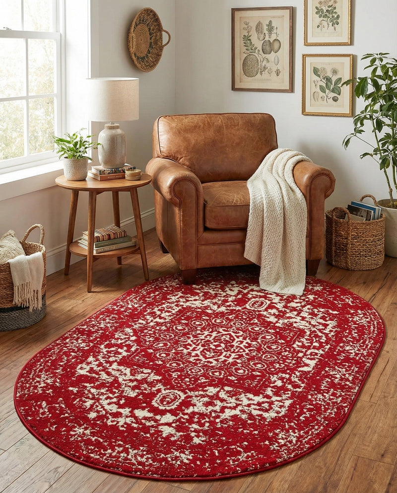 Georgetown Rugs Collection Area Rug - Dupont (Red) Oval Red  lifestyle 49
