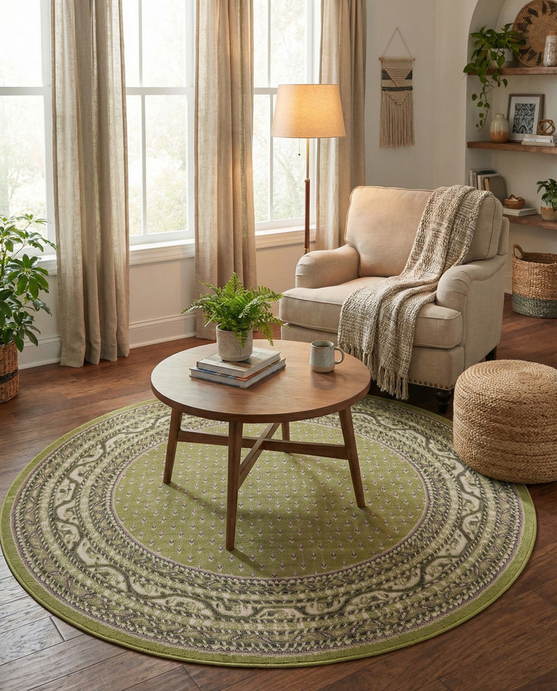 Soho Elegance Collection Area Rug -  Mercer (Green) Round Green  lifestyle 46