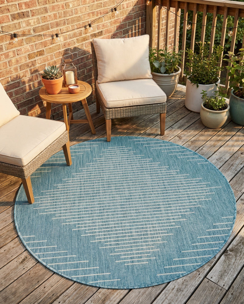 Urban Terrace Collection Area Rug -  Chelsea (Light Aqua) Round Light Aqua  lifestyle 61
