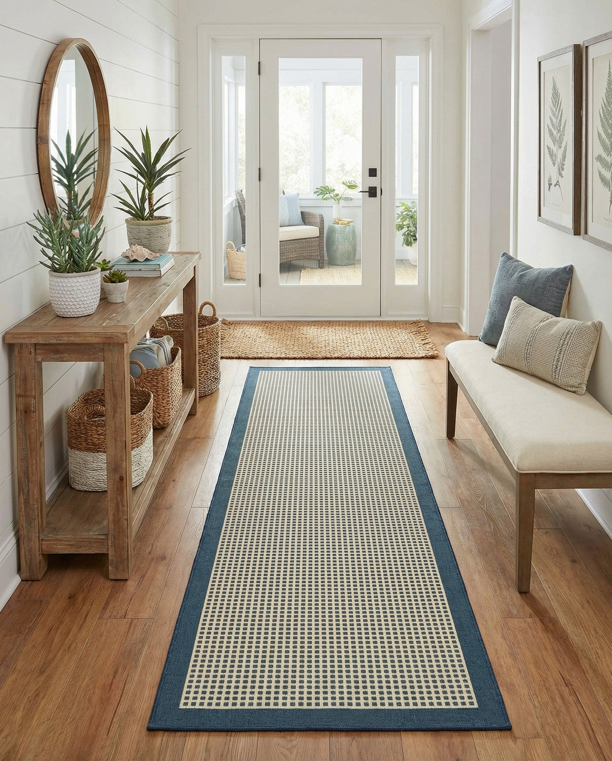 Terrace Fringe Collection Area Rug - Oceanside Runner Navy Blue  lifestyle 140