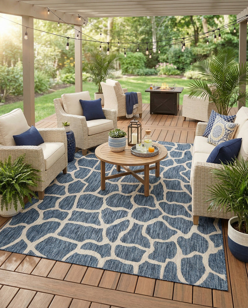 Savannah Escape Collection Area Rug -  Rainforest Rectangle Blue  lifestyle 29