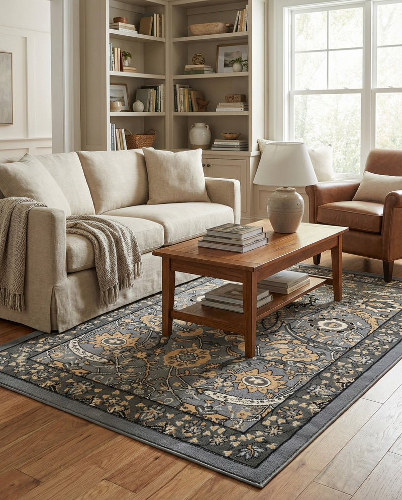 Tabriz Tapestry Collection Area Rug - Sahand (Dark Gray) Rectangle Dark Gray  lifestyle 19