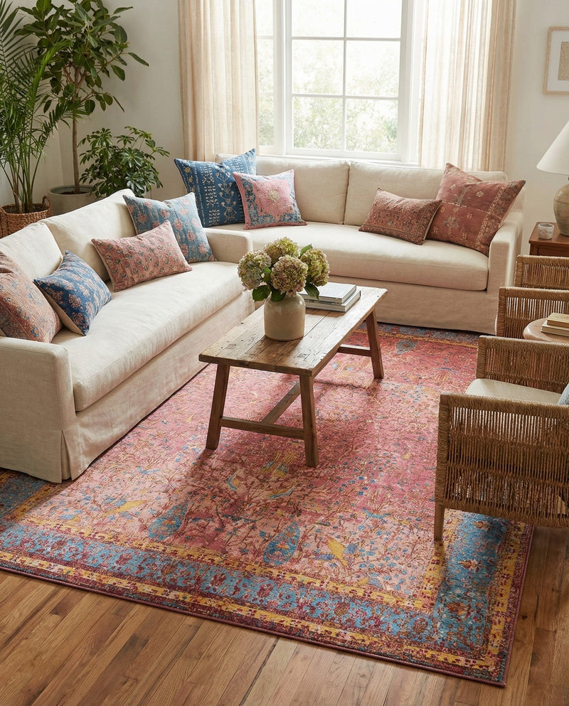 Patio Heritage Collection Area Rug -  Serenity Rectangle Vintage Salmon Coral  lifestyle 4