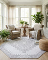 Heritage Elegance Collection Area Rug -  Winterthur (white Gray) Octagon white Gray  lifestyle 78