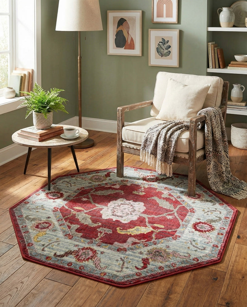 Arcadia Rugs Collection Area Rug - Eden (Red) Octagon Red  lifestyle 65