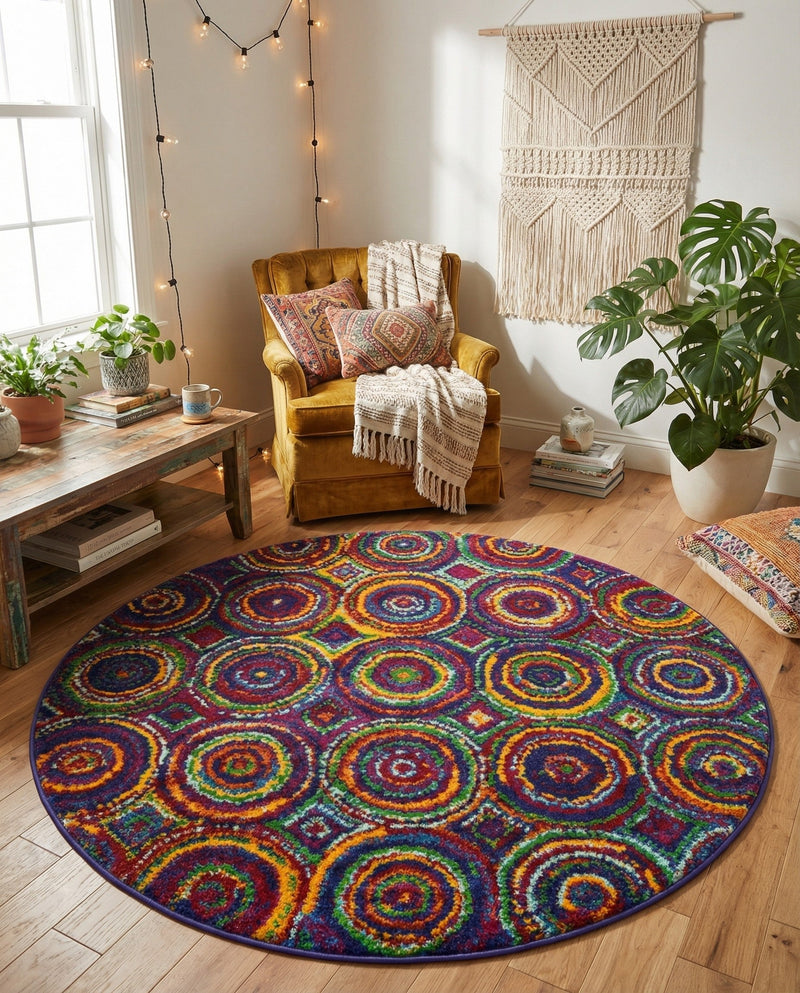 Caribbean Cove Collection Area Rug -  Vincent Round Multi  lifestyle 24