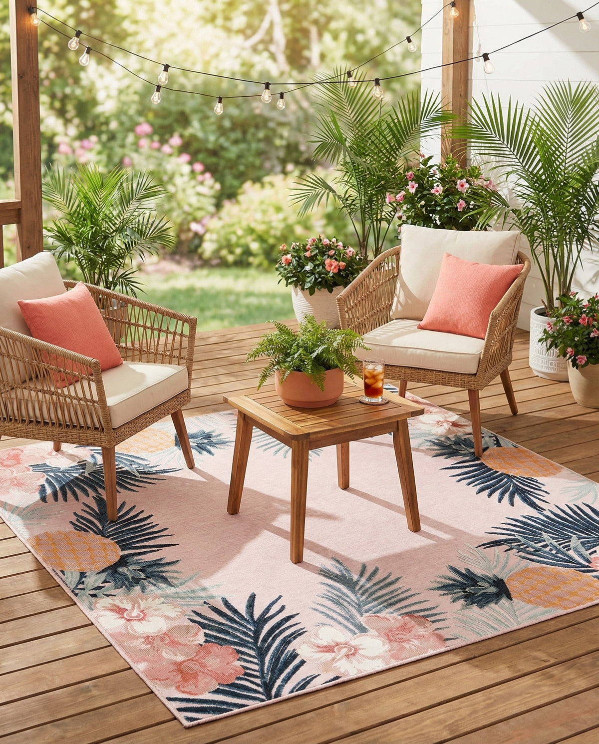 Seaside Blooms Collection Area Rug - Haven Square Pink  lifestyle 134