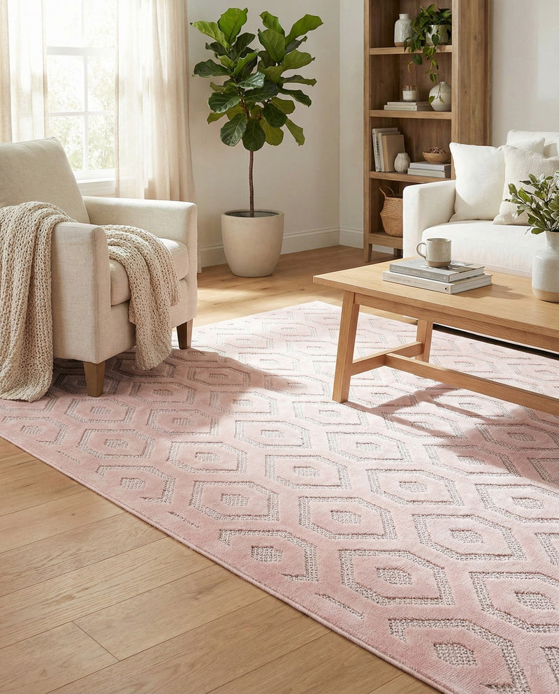 Garden Lattice Charm Collection Area Rug - Arbor (Pink) Rectangle Pink  lifestyle 5