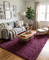 Plush Oasis Collection Area Rug - Serenity (Eggplant Purple) Rectangle Eggplant Purple  lifestyle 9