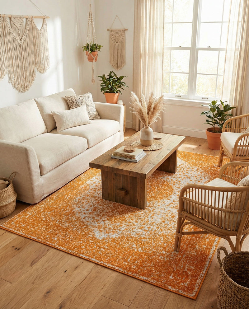 Dover Terrace Collection Area Rug - Marina (Orange) Rectangle Orange  lifestyle 12