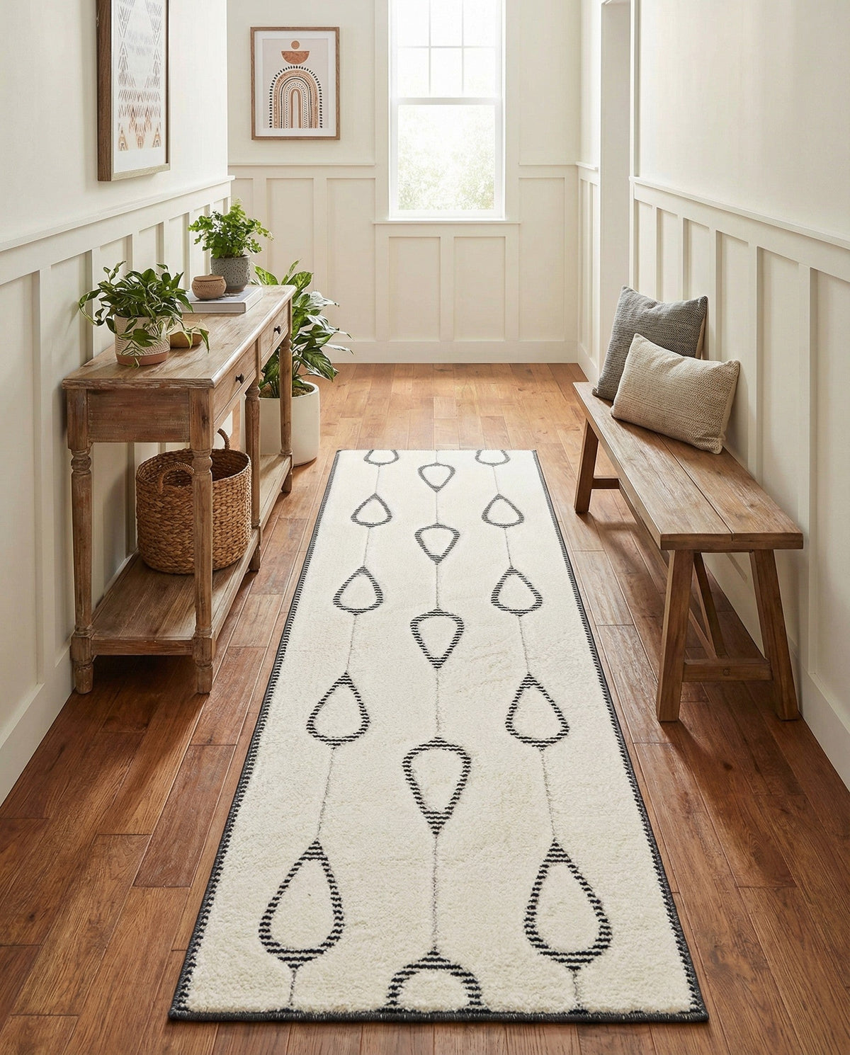 Monochrome Collection Area Rug -  Marble Runner Ivory White  lifestyle 85