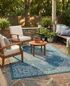 Patio Heritage Collection Area Rug -  Charleston (Teal) Rectangle Teal  lifestyle 16