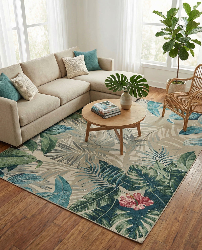 Seaside Blooms Collection Area Rug -  Paradise Rectangle Multi  lifestyle 53