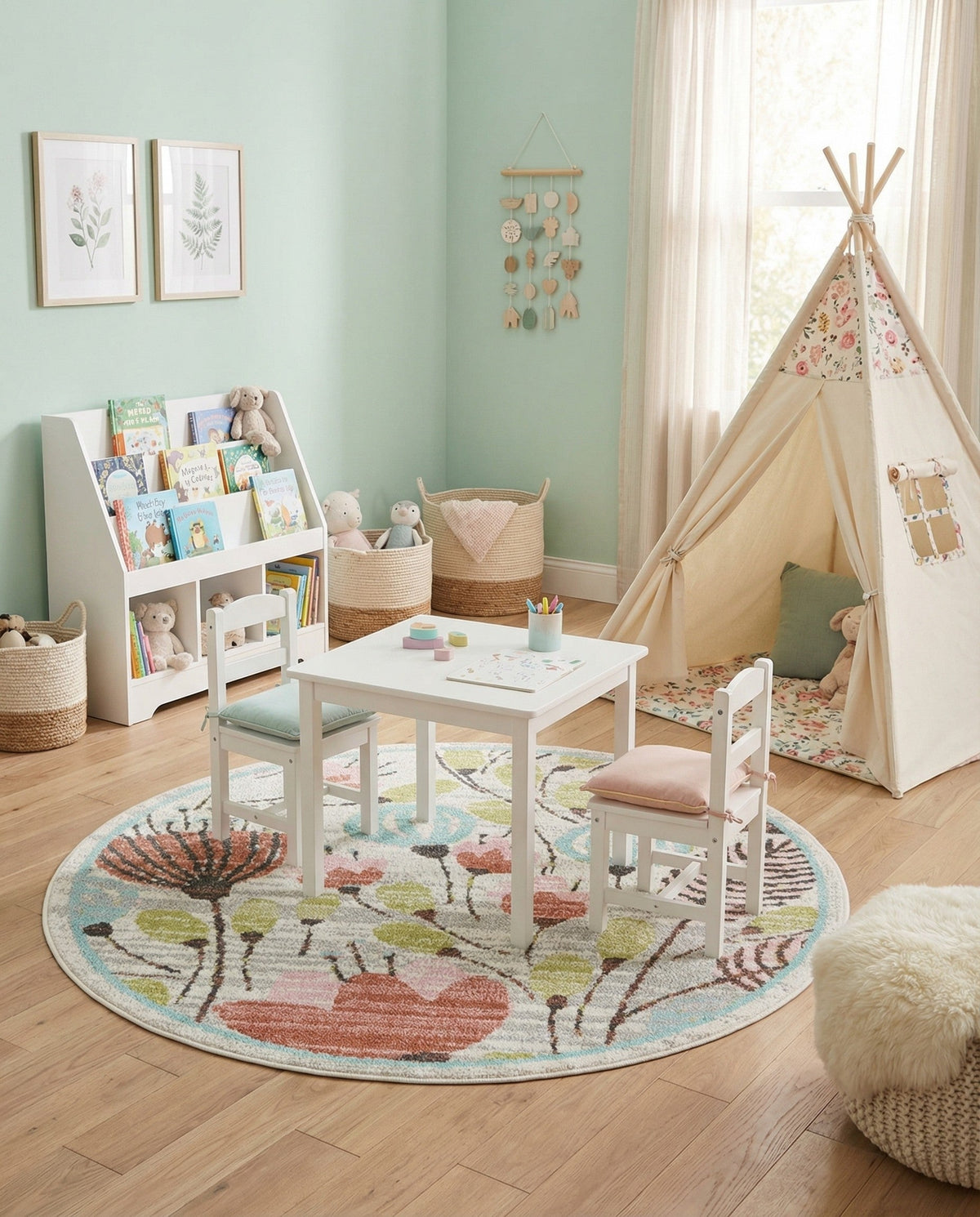 Wonder Tykes Collection Area Rug -  Fantasy Round Ivory  lifestyle 111