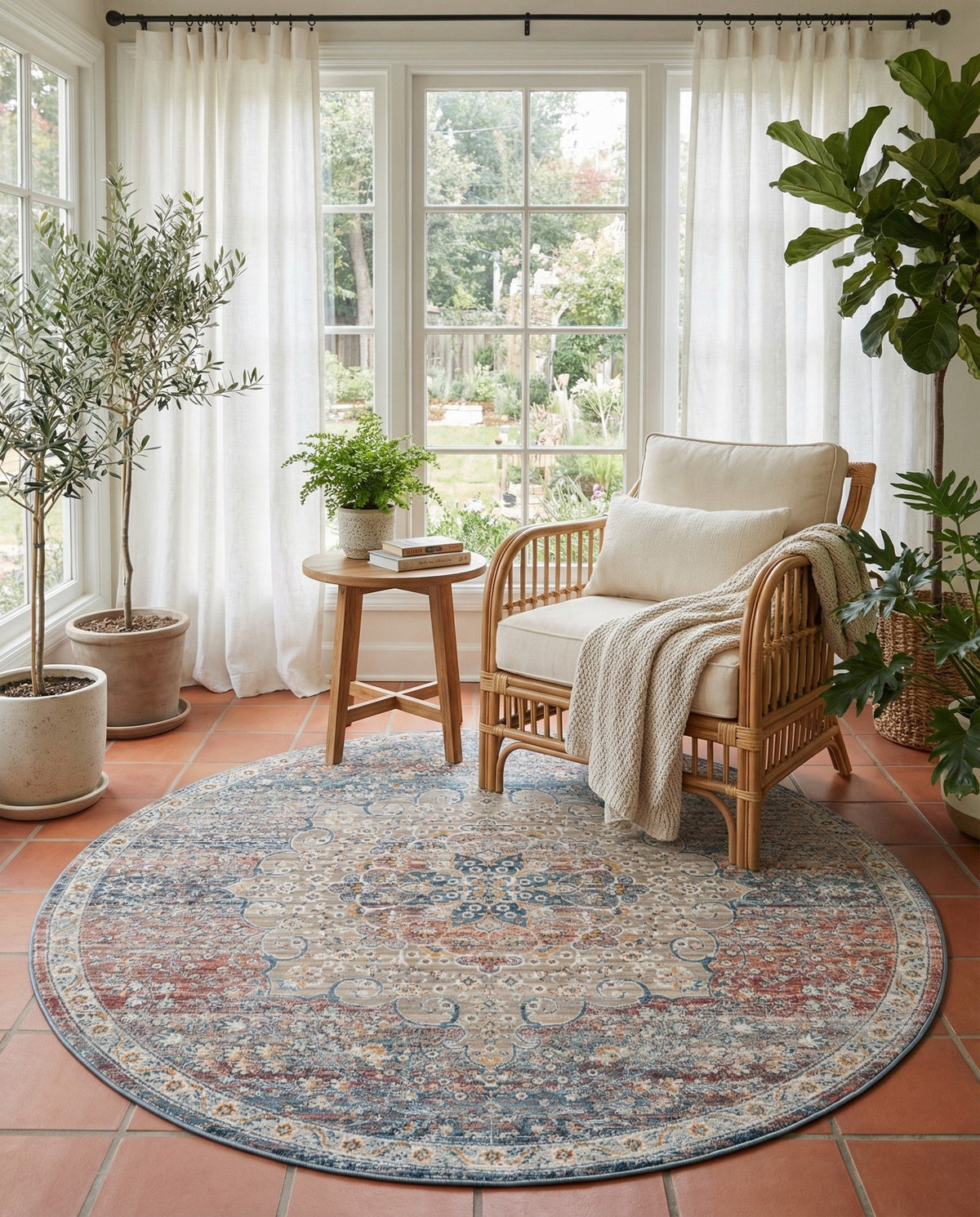 Coastal Haven Collection Area Rug - Seabreeze (Multi) Round Multi  lifestyle 38