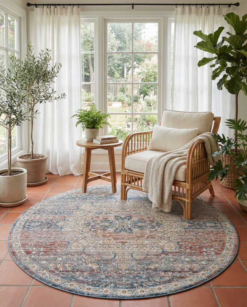 Coastal Haven Collection Area Rug - Seabreeze (Multi) Round Multi  lifestyle 38
