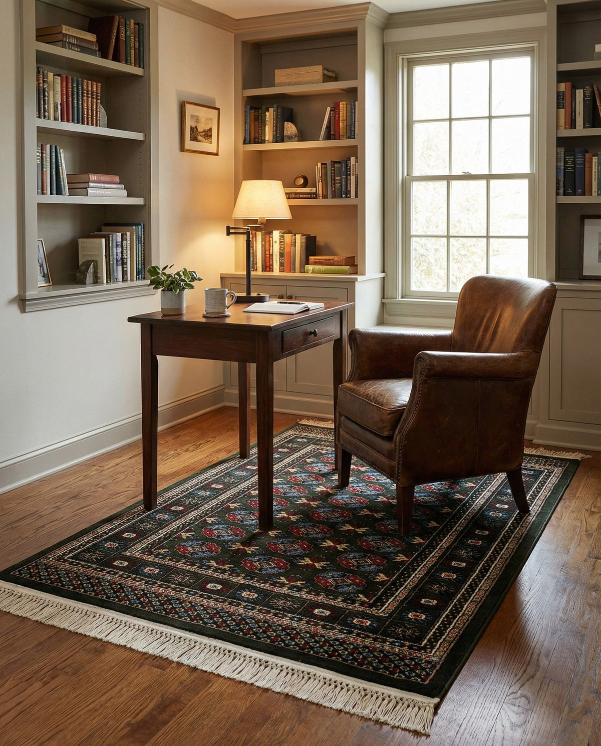 Samarkand Elegance Collection Area Rug -  Margilan (Dark Green) Rectangle Dark Green  lifestyle 11