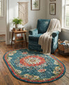 Brighton Terrace Collection Area Rug - Hove (Blue) Oval Blue  lifestyle 50