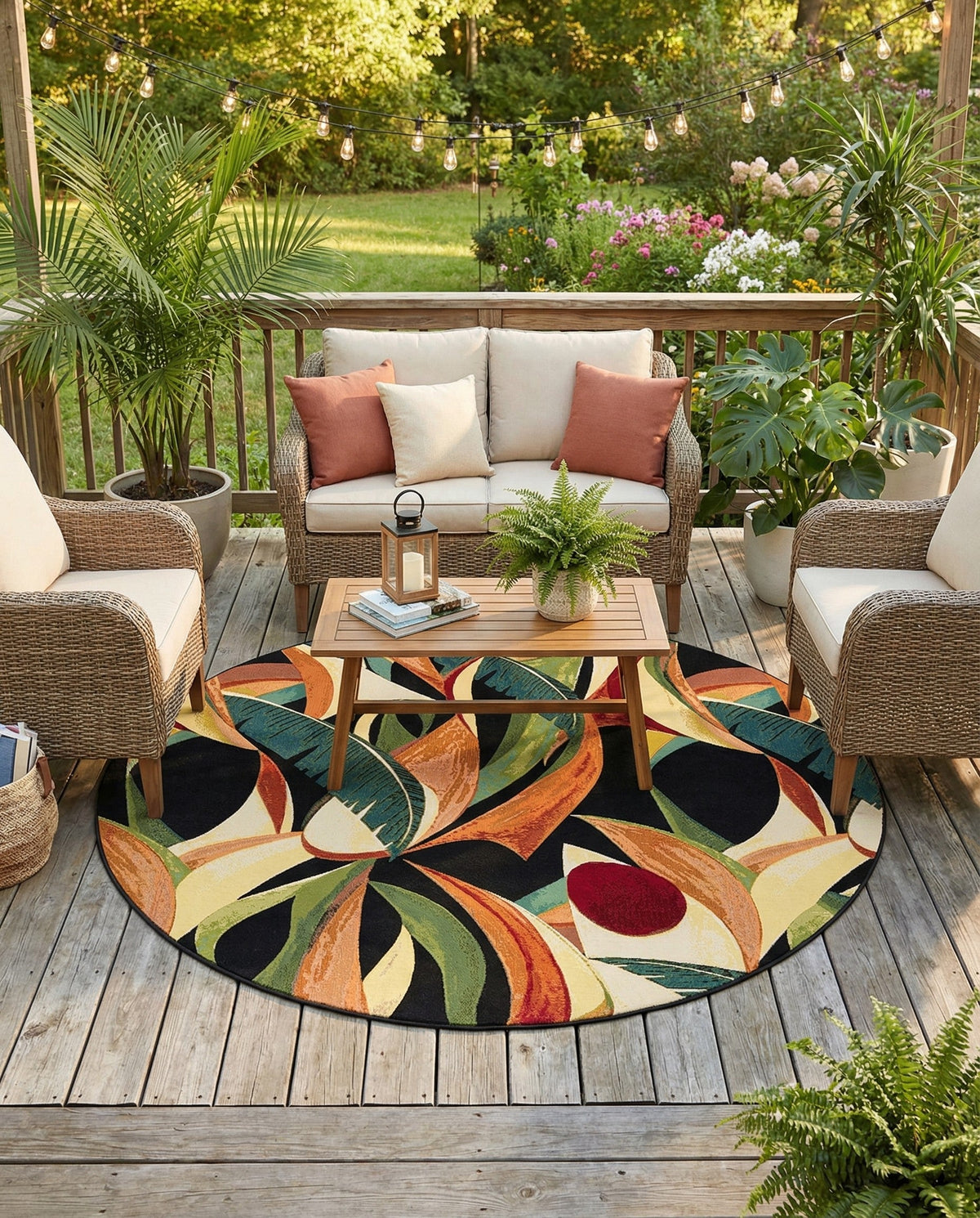 Seaside Blooms Collection Area Rug -  Tivoli Round Multi  lifestyle 83