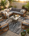 Seaside Blooms Collection Area Rug -  Evergreen (Ivory Charcoal) Square Ivory Charcoal  lifestyle 34