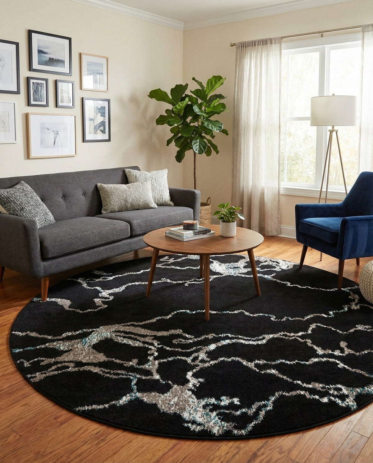 Brighton Terrace Collection Area Rug -  Aldrington Round Navy Blue  lifestyle 107