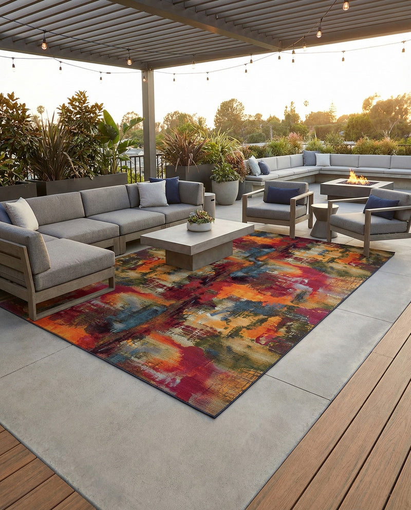 Urban Terrace Collection Area Rug -  Atrium Rectangle Multi  lifestyle 51