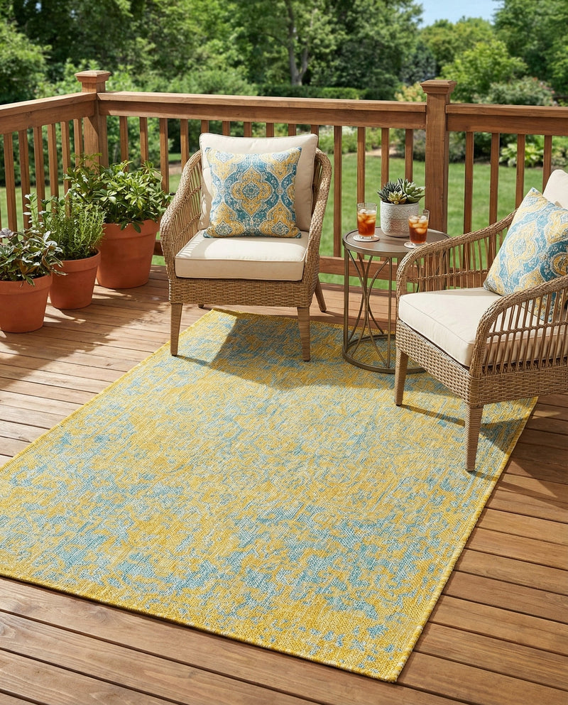 Urban Oasis Rugs Collection Area Rug -  Penthouse (Yellow and Aqua) Rectangle Yellow and Aqua  lifestyle 4