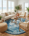 Beverly Grove Collection Area Rug - Melrose (Navy Blue) Oval Navy Blue  lifestyle 69