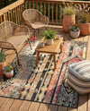 Outdoor Marrakesh Collection Area Rug -  Agadir Rectangle Multi Black  lifestyle 8