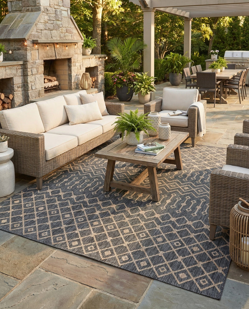 Savannah Pergola Collection Area Rug -  Pergola (Charcoal Gray) Rectangle Charcoal Gray  lifestyle 3