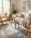 Mediterranean Lattice Collection Area Rug -  Casablanca (Ivory Gray Blue) Oval Ivory Gray Blue  lifestyle 24