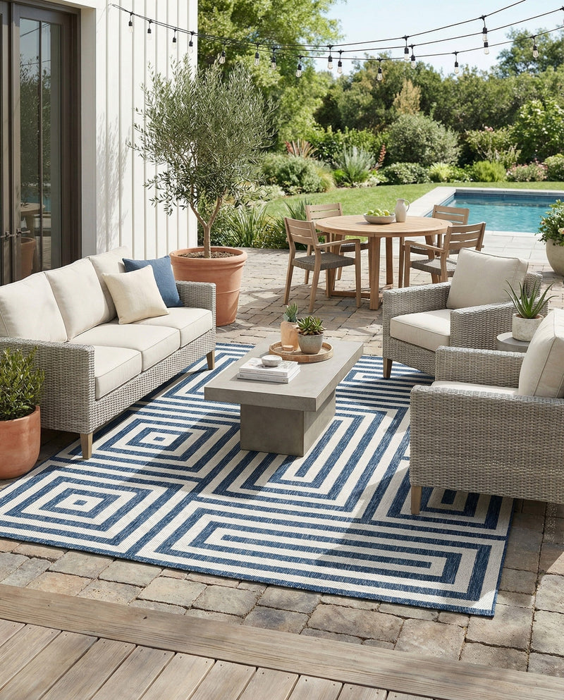 Urban Terrace Collection Area Rug -  Flatiron Rectangle Blue  lifestyle 26