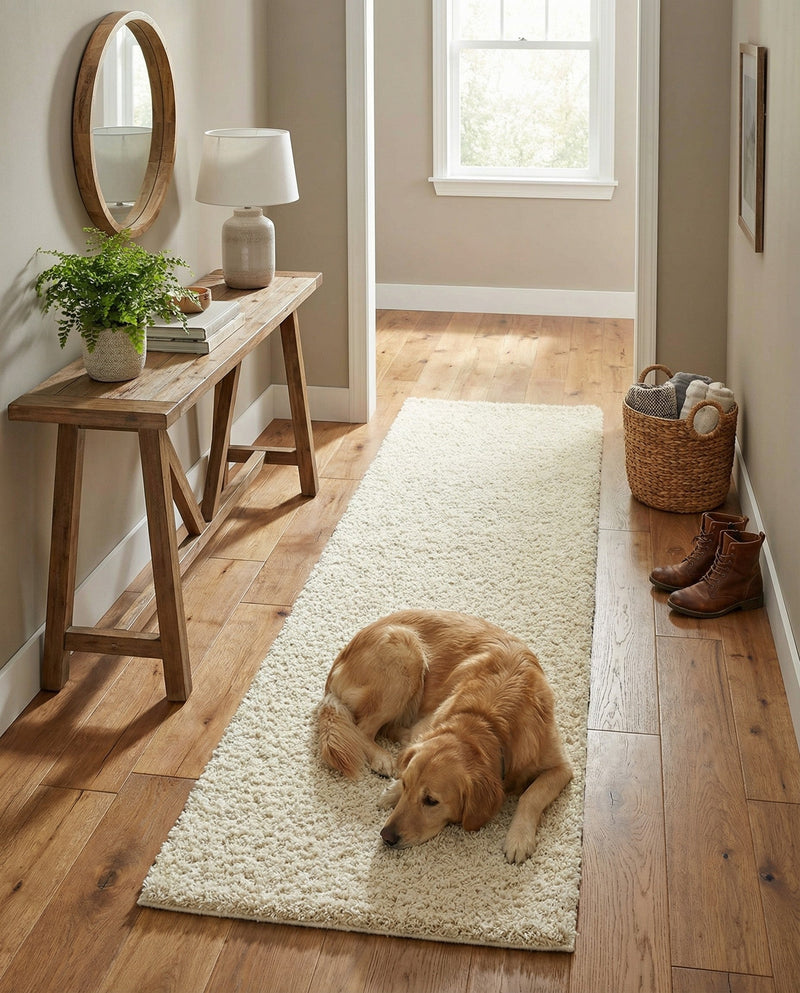 Plush Oasis Collection Area Rug - Serenity (Pure Ivory) Runner Pure Ivory  lifestyle 49