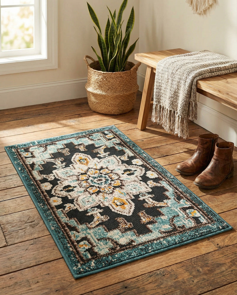 Outdoor Marrakesh Collection Area Rug -  Essaouira Rectangle Navy Blue  lifestyle 15