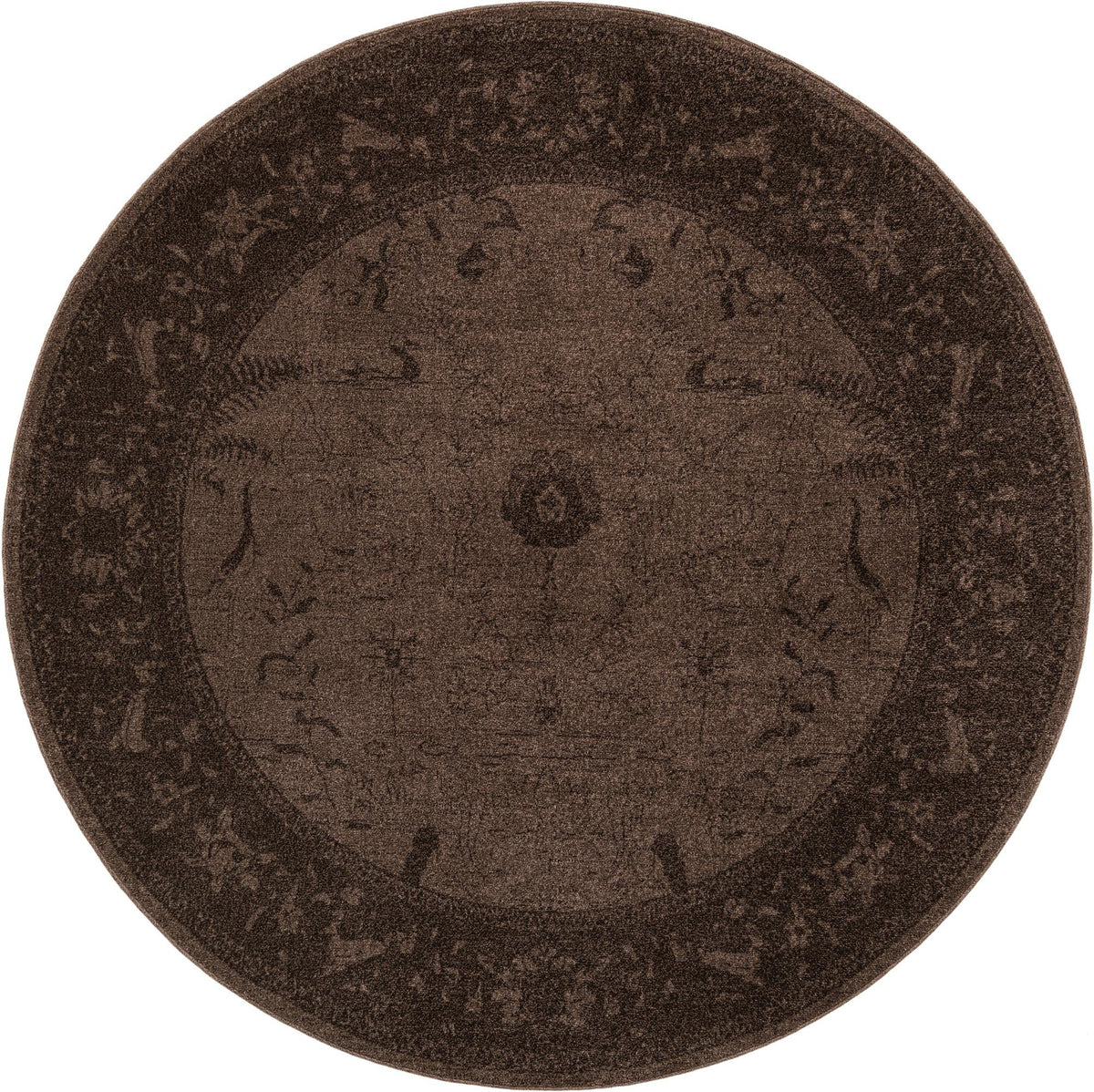 Horizon Collection Area Rug -  Apex (Brown) Round Brown  lifestyle 18