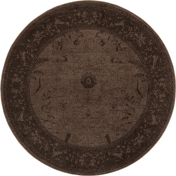 Horizon Collection Area Rug -  Apex (Brown) Round Brown  lifestyle 18