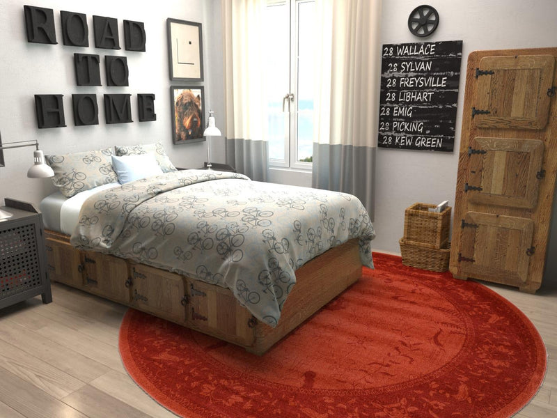 Horizon Collection Area Rug -  Apex (Rust Red) Round Rust Red  lifestyle 9