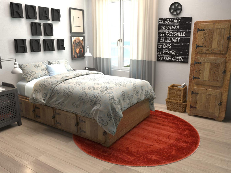 Horizon Collection Area Rug -  Apex (Rust Red) Round Rust Red  lifestyle 10