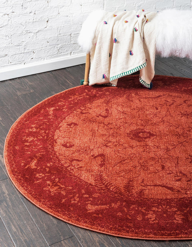 Horizon Collection Area Rug -  Apex (Rust Red) Round Rust Red  lifestyle 8