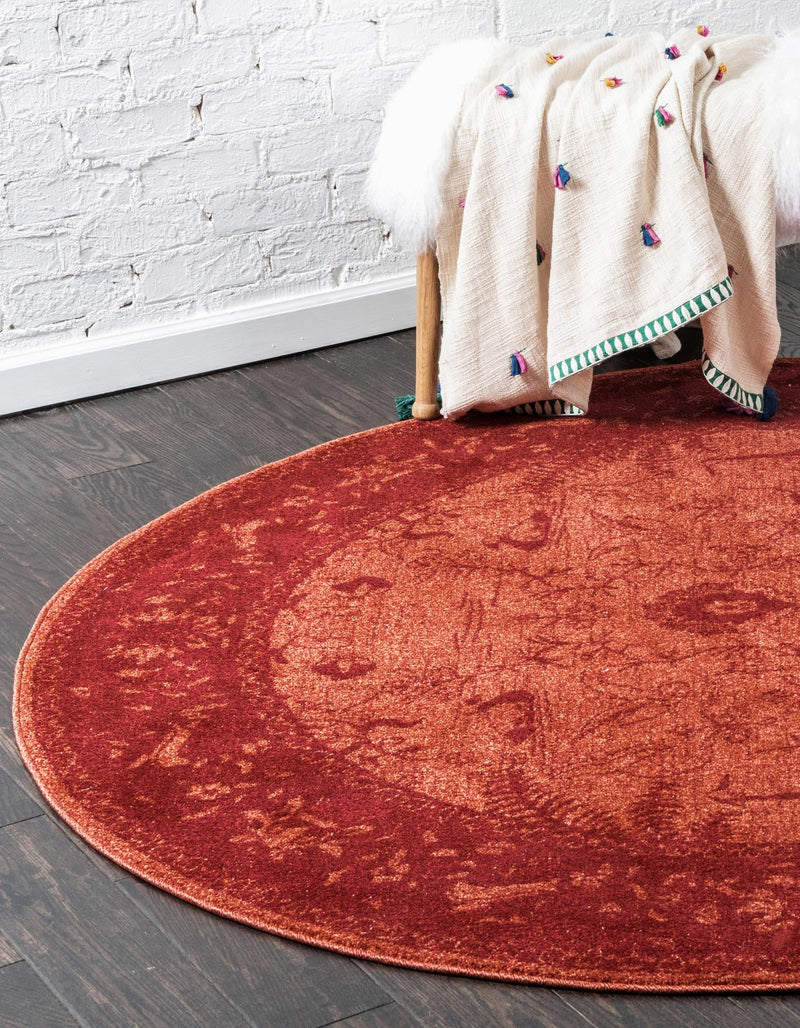 Horizon Collection Area Rug -  Apex (Rust Red) Round Rust Red  lifestyle 15