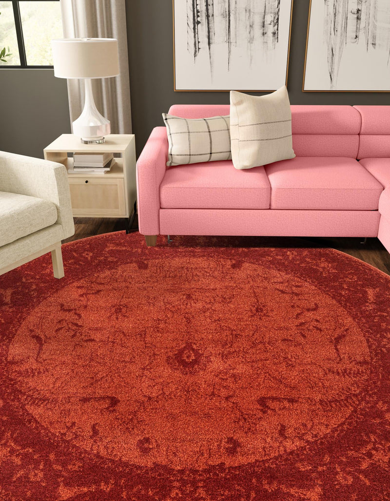 Horizon Collection Area Rug -  Apex (Rust Red) Round Rust Red  lifestyle 25