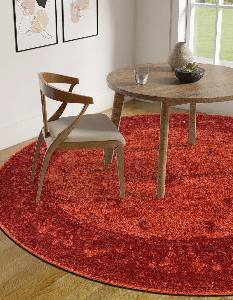 Horizon Collection Area Rug -  Apex (Rust Red) Round Rust Red  lifestyle 29