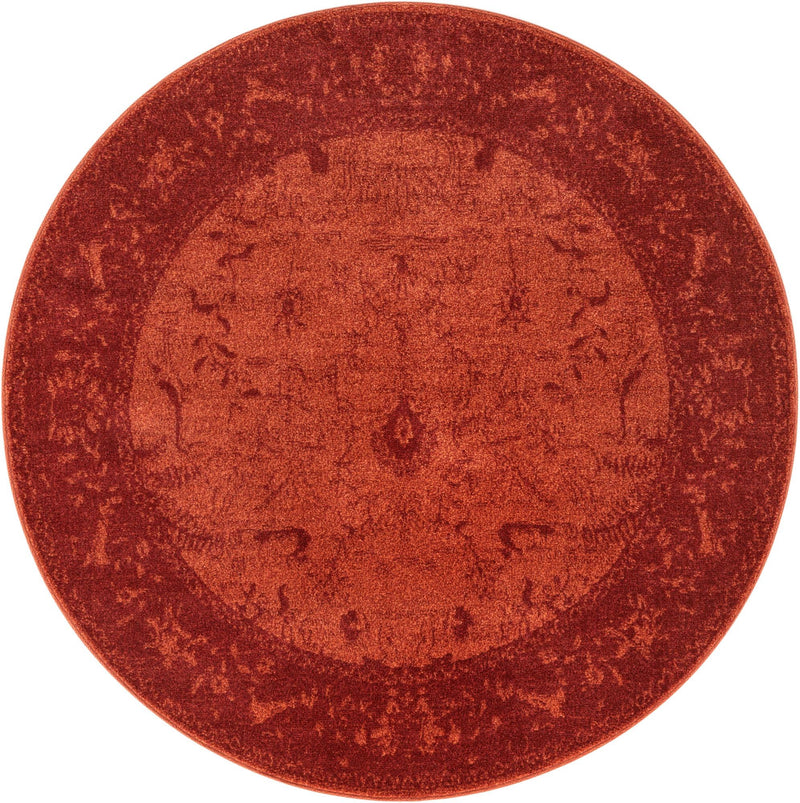 Horizon Collection Area Rug -  Apex (Rust Red) Round Rust Red  lifestyle 4