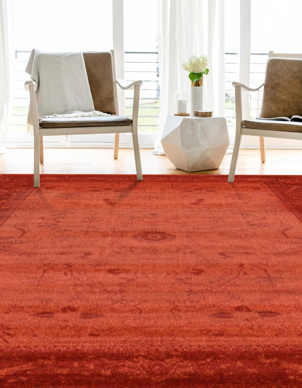 Horizon Collection Area Rug -  Apex (Rust Red) Rectangular Rust Red  lifestyle 15