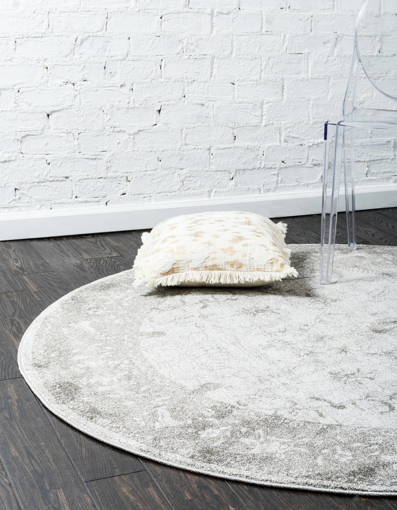Horizon Collection Area Rug -  Apex (Light Gray) Round Light Gray  lifestyle 24