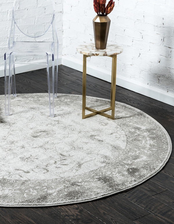 Horizon Collection Area Rug -  Apex (Light Gray) Round Light Gray  lifestyle 28