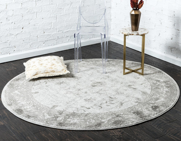 Horizon Collection Area Rug -  Apex (Light Gray) Round Light Gray  lifestyle 32