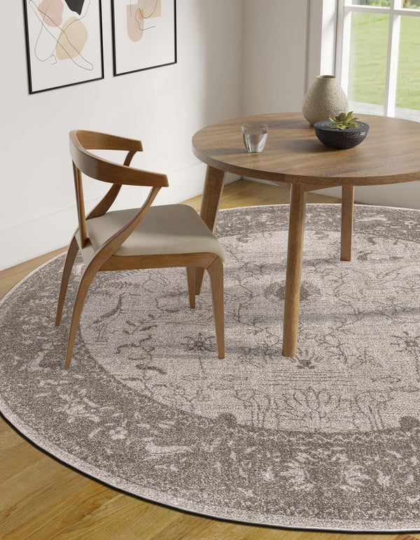Horizon Collection Area Rug -  Apex (Light Gray) Round Light Gray  lifestyle 44