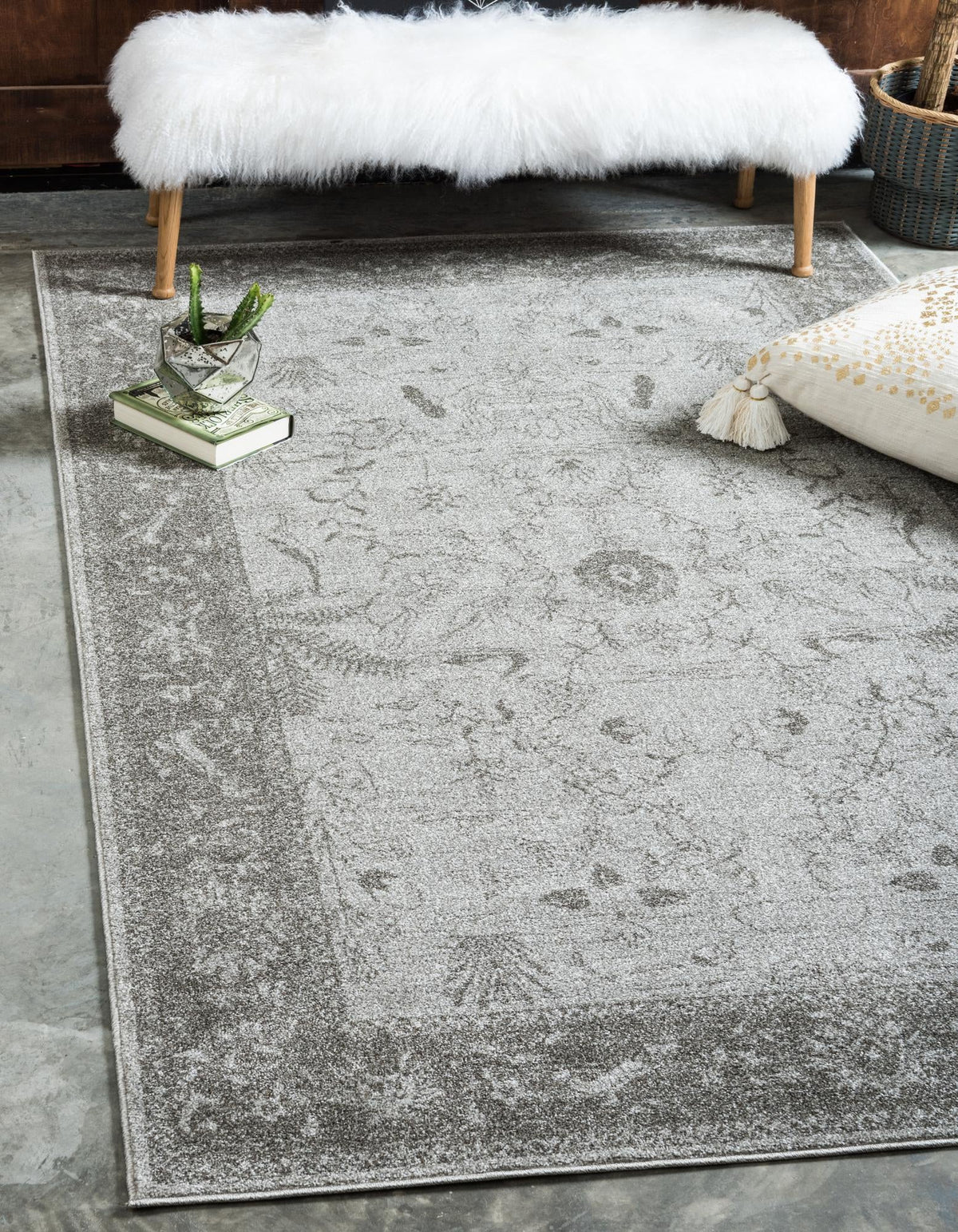 Horizon Collection Area Rug -  Apex (Light Gray) Rectangle Light Gray  lifestyle 6